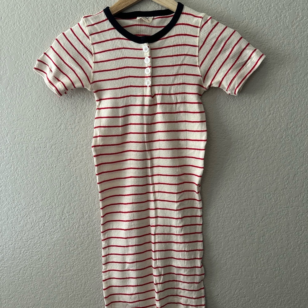 Striped Short Sleeve Henley Dress